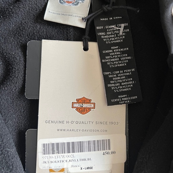 Harley-Davidson Black Fleece Lined Full Zip Hoodie Women’s Size XL NWT - Picture 4 of 7